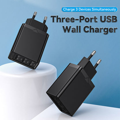 Vention 3-Port USB(A+A+A) Wall Charger(12W/12W/12W) EU-Plug