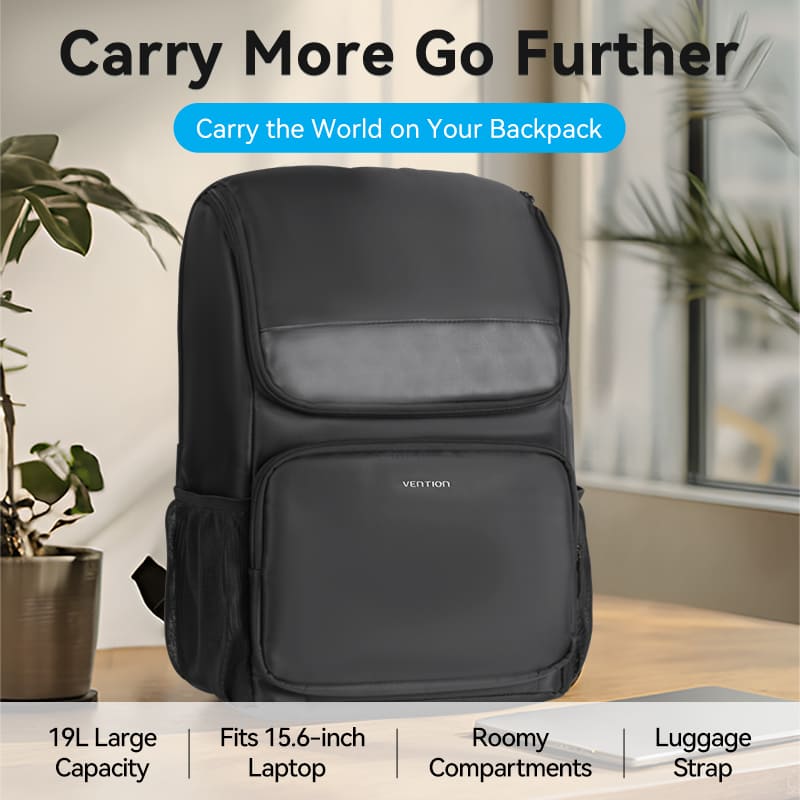Water-Repellent Laptop Backpack  Black
