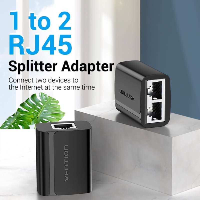 RJ45 Splitter Adapter Black PVC Type