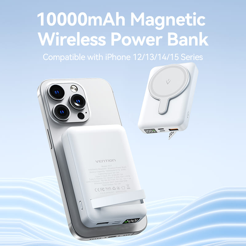 10000mAh Magnetic Wireless Power Bank (USB-C + Lightning + USB-C + USB-A +Wireless) 22.5W