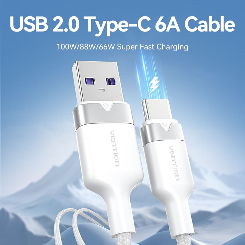 USB 2.0 A Male to C Male 6A Cable Aluminum Alloy Type