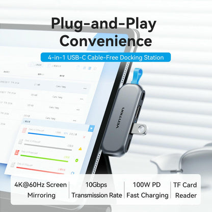 Vention 4'ü 1 arada USB-C Kablosuz Bağlantı İstasyonu