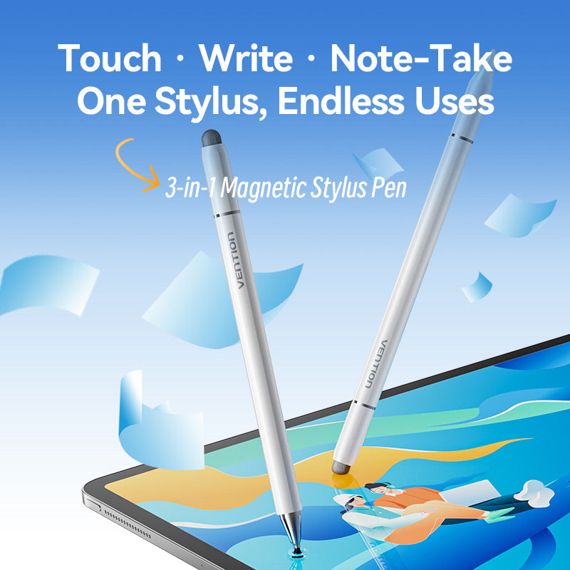Vention 3-in-1 Magnetic Stylus Pen White Aluminum Alloy Type