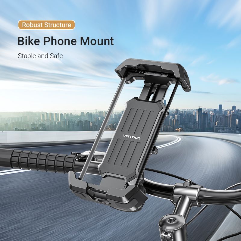 Support de téléphone de vélo à verrouillage rapide avec bouton, Type ABS carré noir