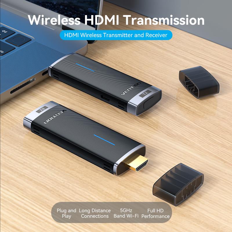 Transmisor y Receptor HDMI Inalámbrico Negro