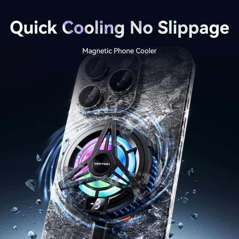 Vention Magnetic Mobile Phone Cooler with 3-Gear Adjustment Black LED Display Type