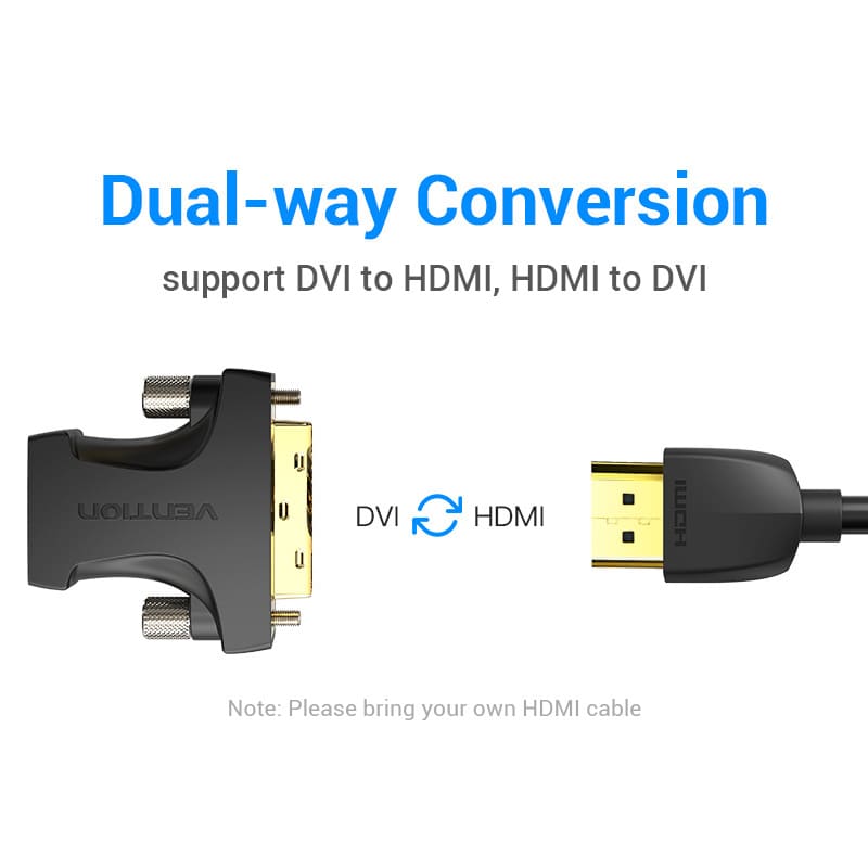 Adaptateur HDMI Femelle vers DVI (24+1) Mâle Noir