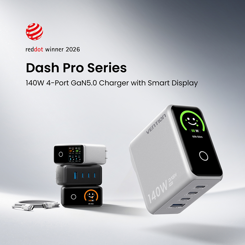 140W 4-Port GaN5.0 Charger with Smart Display