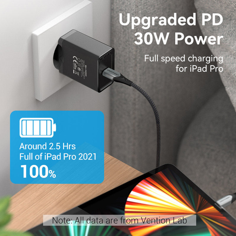 1-port USB-C Wall Charger(30W) EU-Plug Black/White