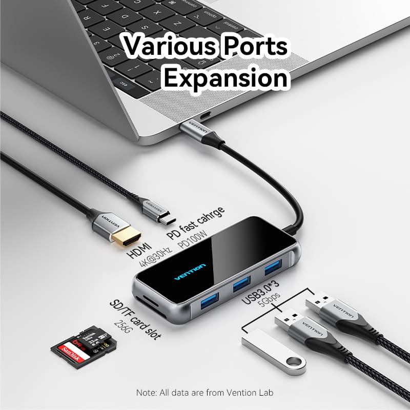 Vention 7-in-1 USB-C Estación de acoplamiento