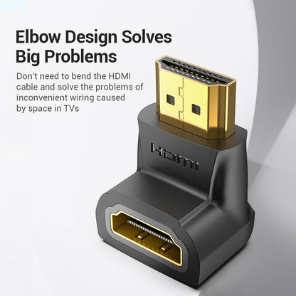 HDMI 90 Degree Male to Female Adapter Black