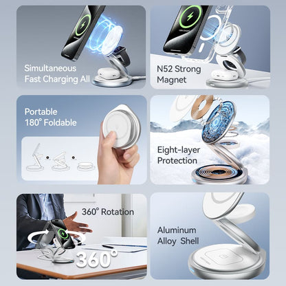 Vention 3-in-1 15W Wireless Charger Stand with MagSafe Silver