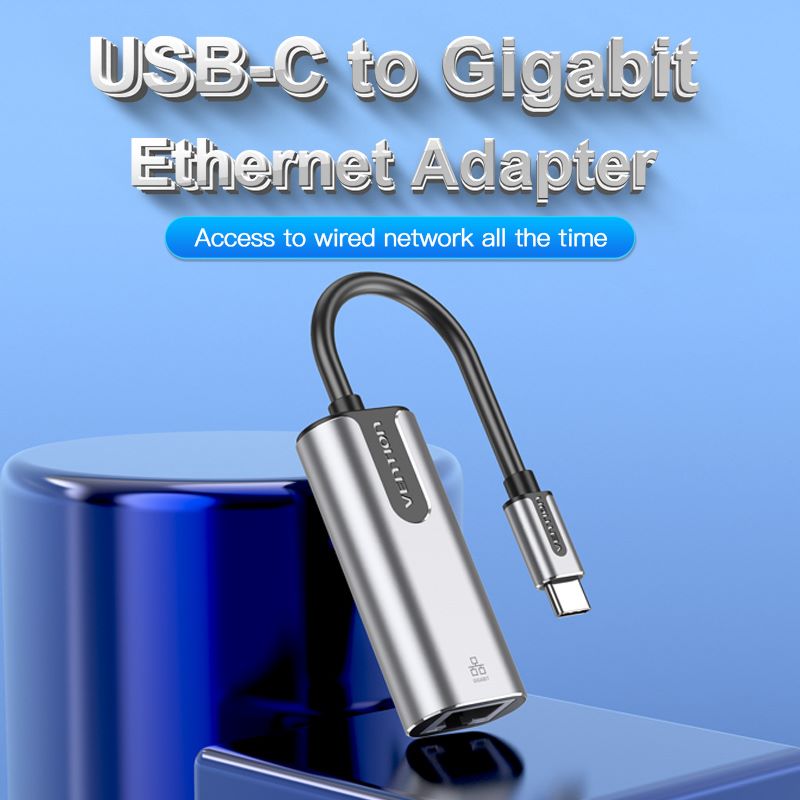 USB-C to Gigabit Ethernet Adapter 0.15M Gray Aluminum Alloy Type