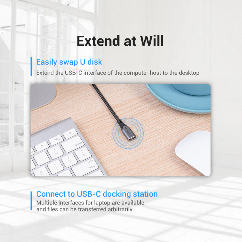 Vention Cotton Braided USB-C 3.1 Extension Cable