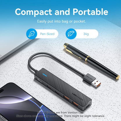 USB to USB 3.2 Gen 2 Type-C x 2/USB 3.2 Gen 2 Type-A x 2/USB-C 10G Hub 0.15M Black