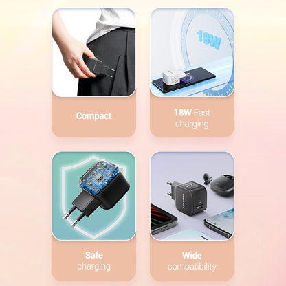 <tc>Vention</tc> Chargeur mural USB 1 port (18 W) Prise UE Noir