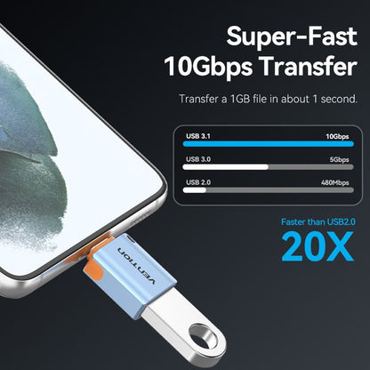 USB 3.1 Type-C Male to USB Female OTG Adapter with Lanyard Gray Aluminum Alloy Type