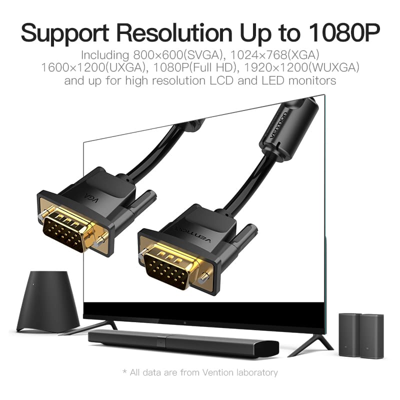 Vention VGA(3+9) Male to Male Cable 8M Black