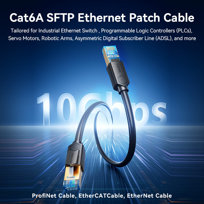 Ultra-Flexible Cat6A SFTP Industrial Drag Chain Ethernet Patch Cable