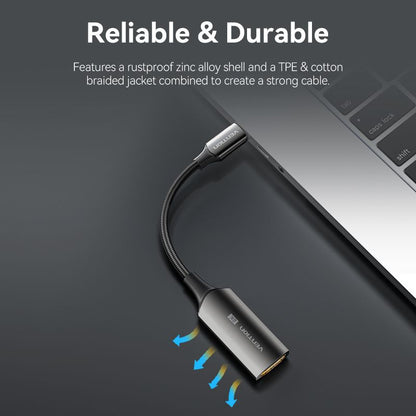 Vention Cotton Braided USB-C to HDMI™ 8K Converter 0.25M Black Zinc Alloy Type