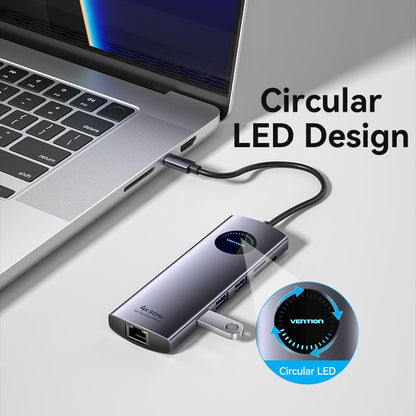 USB-C to DP/HDMI x 2/USB 3.0 x 2/USB 2.0/RJ45/SD/TF/PD MST Docking Station