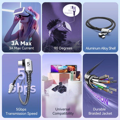 USB 3.0 C Male to C Male Right Angle VR Cable