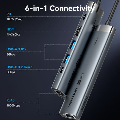 Vention 6-in-1 USB-C Docking Station