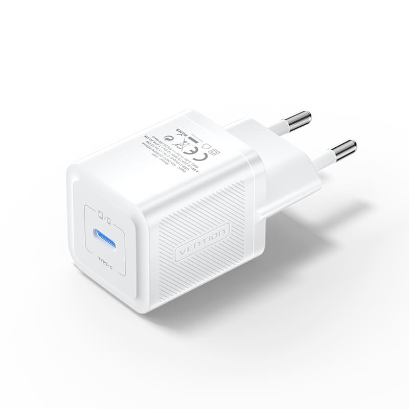 1-Port USB-C GaN Charger (20W) EU-Plug Black/White/Blue/Pink