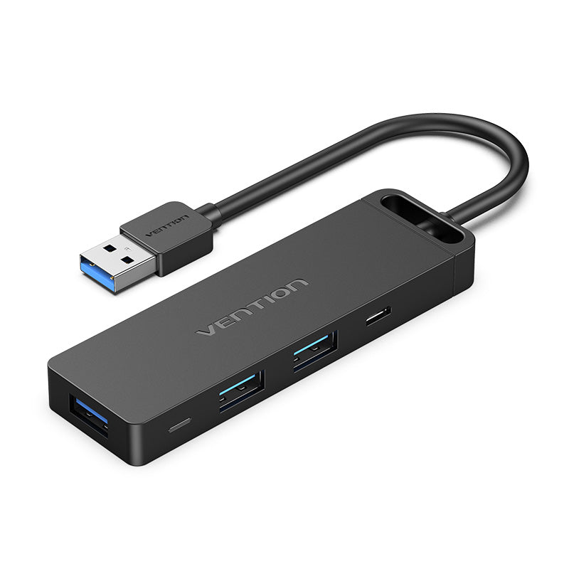 USB-C auf USB 3.0*3/Micro-B HUB mit externem Stereo-Sound-Adapter, 0,15 m, schwarzer ABS-Typ