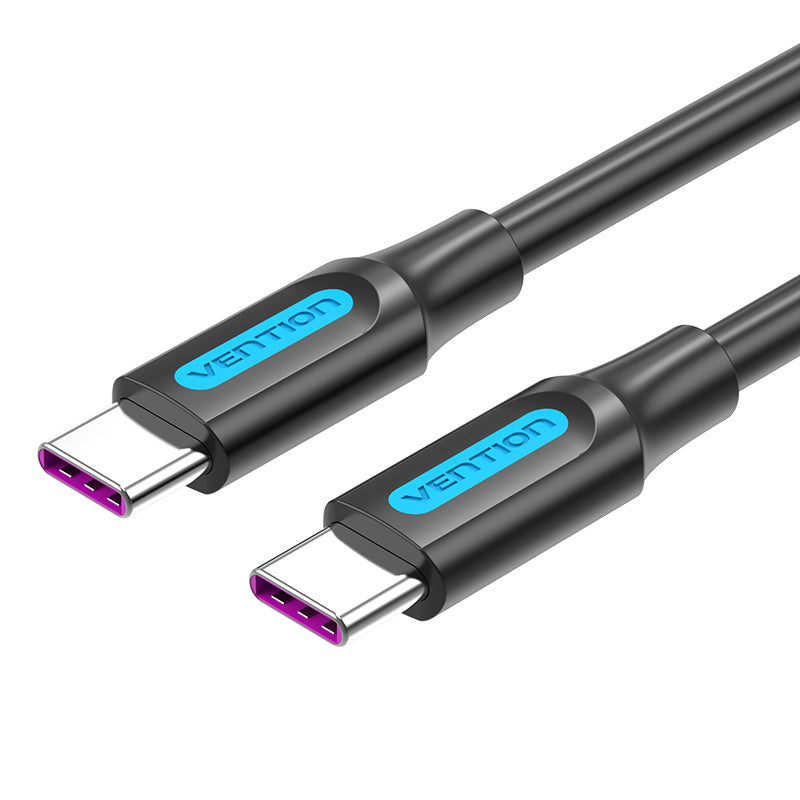 发华USB 2.0 c男性到C雄性5A电缆黑色PVC类型