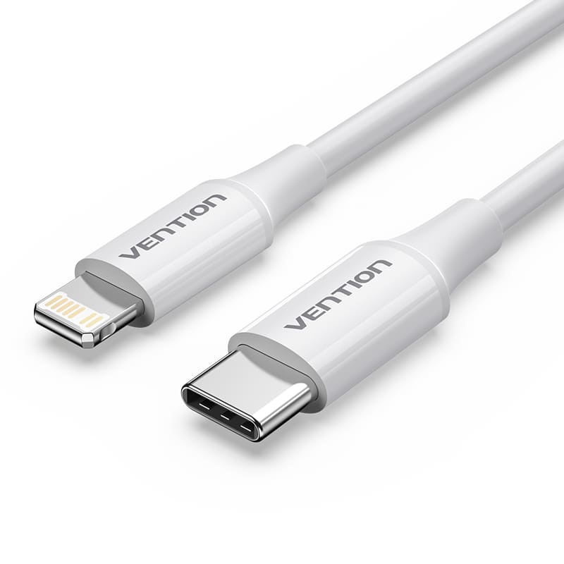 USB 2.0 Type-C Male to Lightning Male 3A Cable 1M White