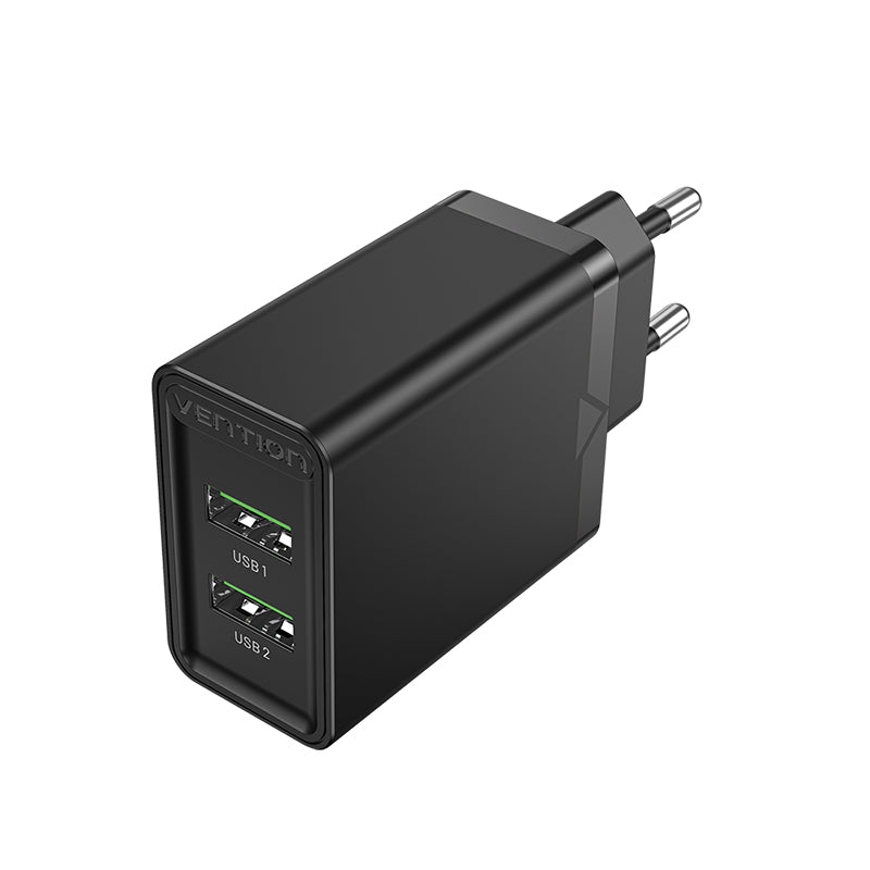 Vention 2-Port  USB(A+A) Wall Charger (18W/18W) EU-Plug