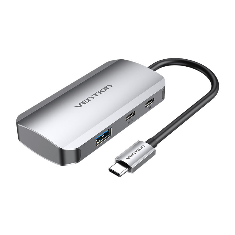 USB-C auf USB-C Gen 1/USB3.0x3/PD-Hub, 0,15 m, graue Aluminiumlegierung