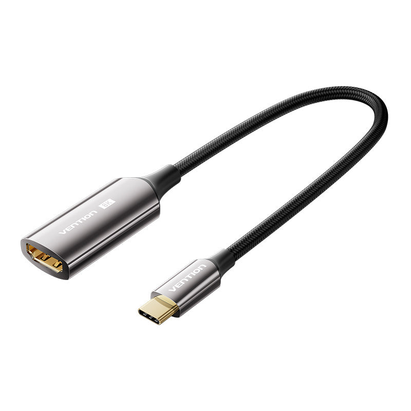 Convertisseur USB-C vers HDMI 8K en coton tressé Type alliage de zinc noir 0,25 M