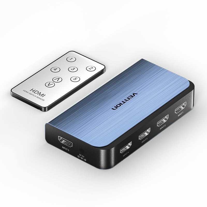 5 In 1 Out HDMI Switcher Blue Aluminum Alloy Type
