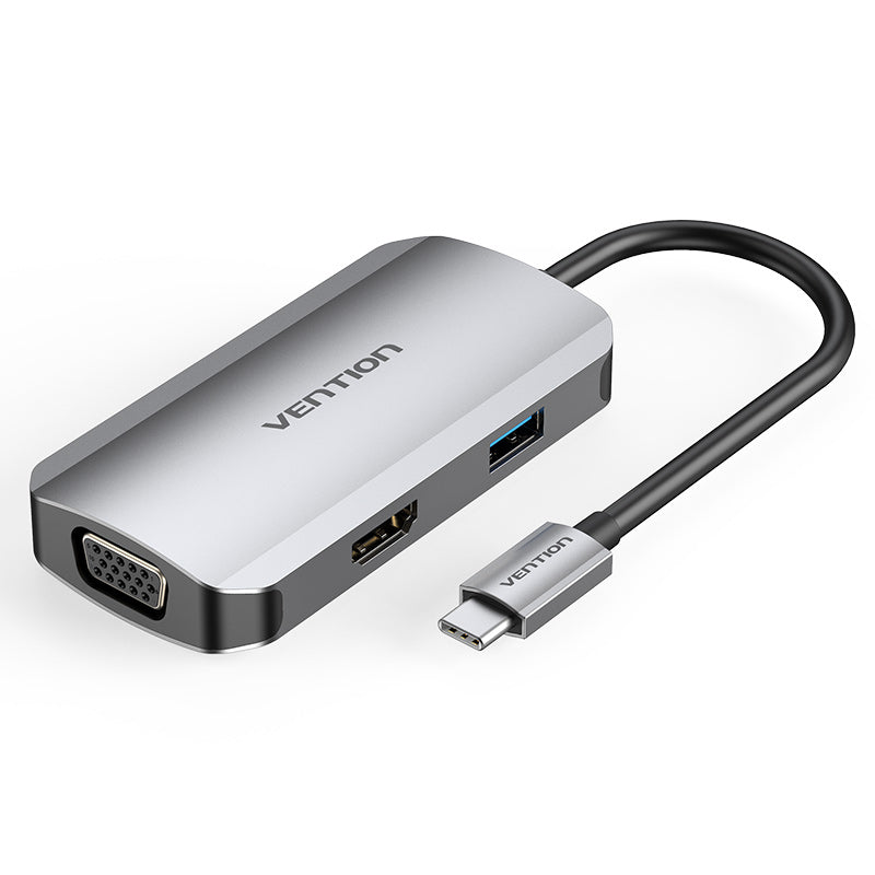 USB-C-zu-HDMI/VGA/USB 3.0/PD-Dockingstation, 0,15 m, graue Aluminiumlegierung