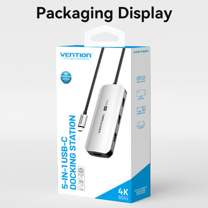 USB-C to HDMI/USB 3.0 x3/PD Docking Station 0.15M Gray Aluminum Alloy Type