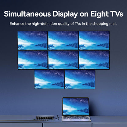 Vention 1-In &  8 Çıkışlı HDMI™ Dağıtıcı 4K@60Hz Black Alüminyum Alaşım Tipi AB Standardı