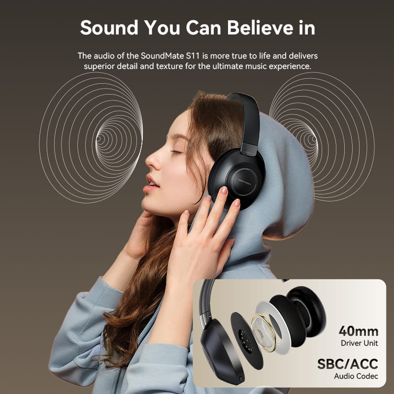 <tc>Vention</tc> Casque supra-auriculaire sans fil SoundMate