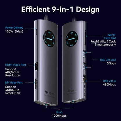 Vention 9'u 1 arada USB-C MST Bağlantı İstasyonu
