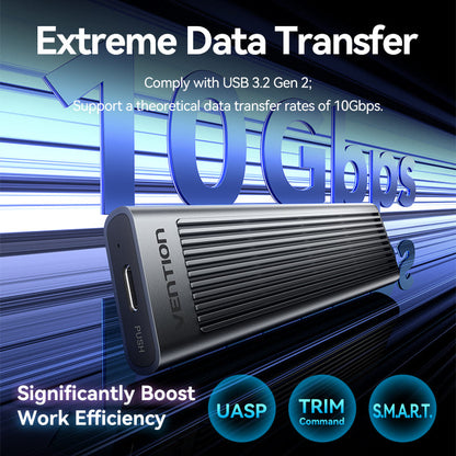 <tc>Vention</tc> M.2 NVMe &amp; SATA SSD 硬盘盒 (USB 3.2 Gen 2-C) 带散热片 灰色铝合金材质