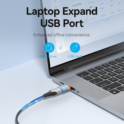 USB 3.1 Type-C Male to USB Female OTG Adapter with Lanyard Gray Aluminum Alloy Type