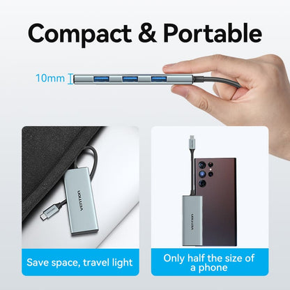 USB-C to HDMI/USB 3.0x3/SD/TF/PD Docking Station 0.15M Gray Aluminum Alloy Type
