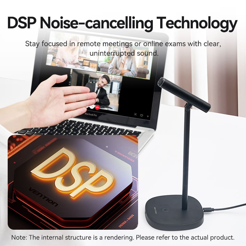 USB Desktop Microphone with Mute Button Black