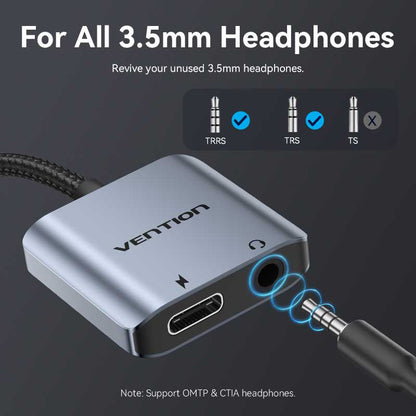 Vention USB-C Male to 3.5mm Female Audio Adapter with Fast Charging Port