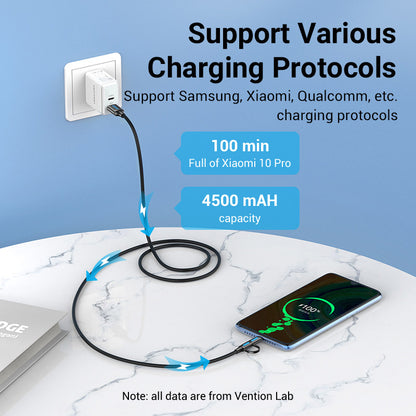 <tc>Vention</tc> Adaptador USB 2.0 tipo A macho a Micro-B 2 en 1&UCable SB-C macho de 3 A
