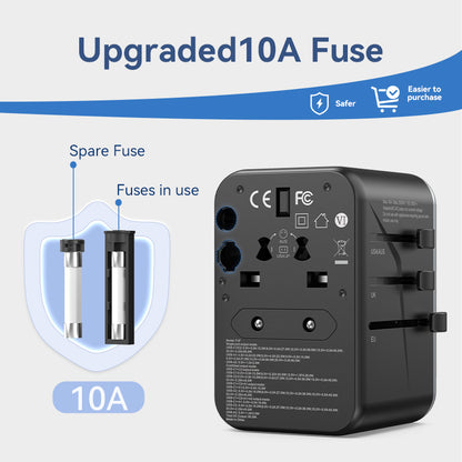 4-Port USB (C + C + A + A) GaN Universal Travel Adapter (65W/65W/60W/5W) Black
