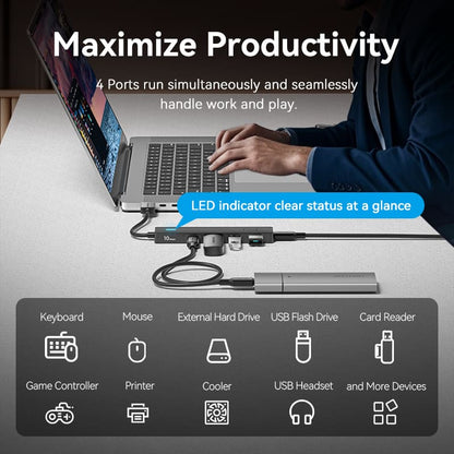 USB to USB 3.2 Gen 2 Type-C x 2/USB 3.2 Gen 2 Type-A x 2/USB-C 10G Hub 0.15M Black