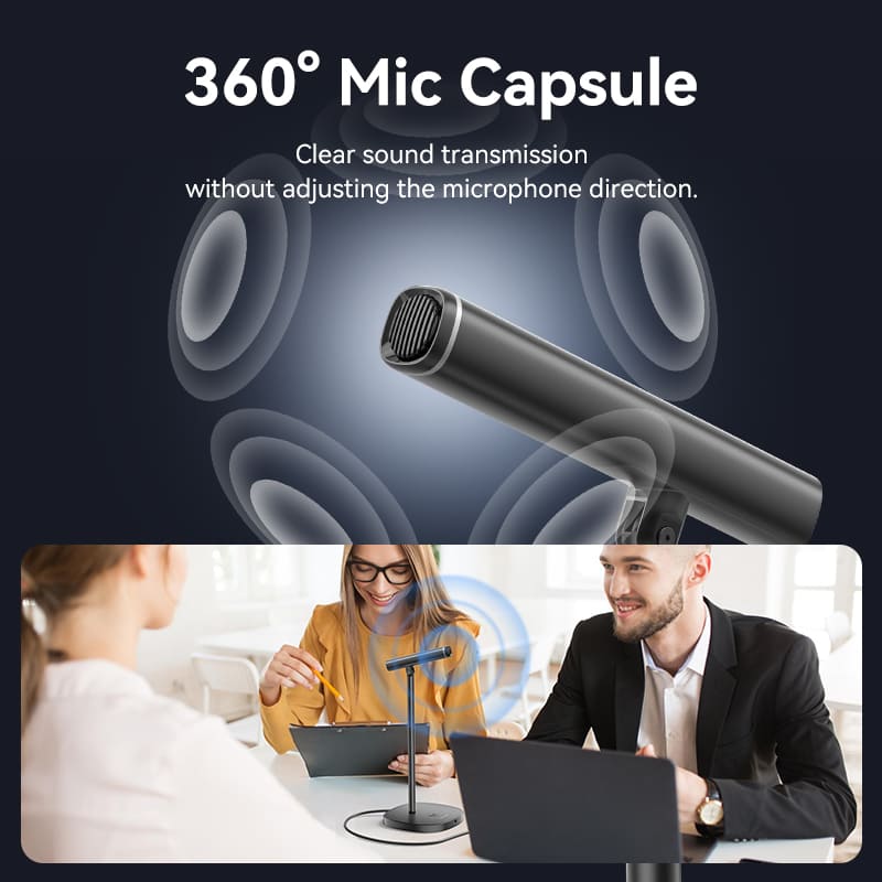 Microphone de bureau USB avec bouton muet noir