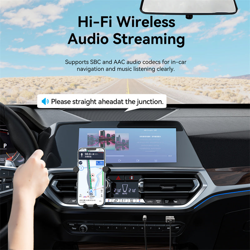 USB Car Bluetooth 5.4 Audio Receiver with Coiled Cable